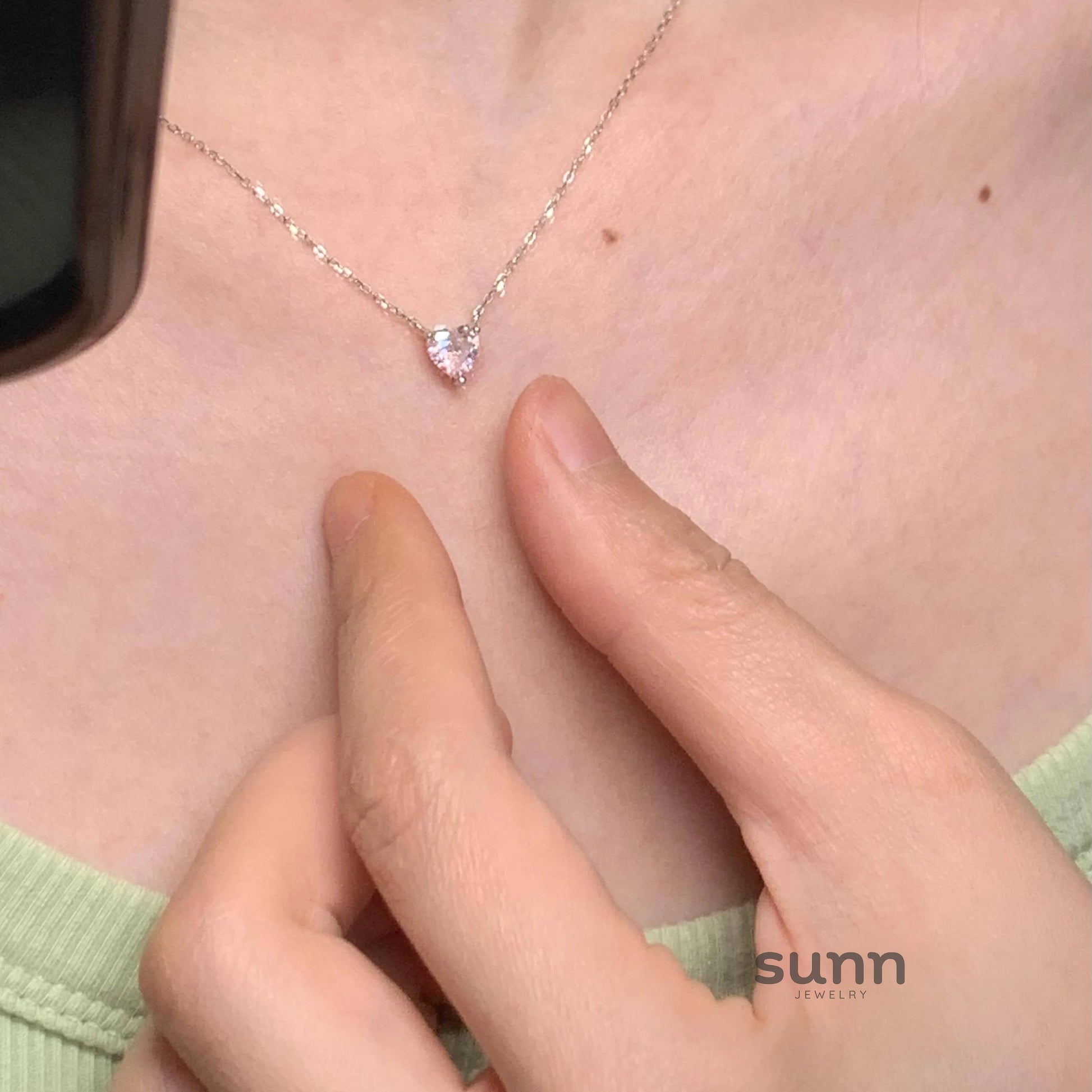Jacee Pink Zircon Heart Necklace
