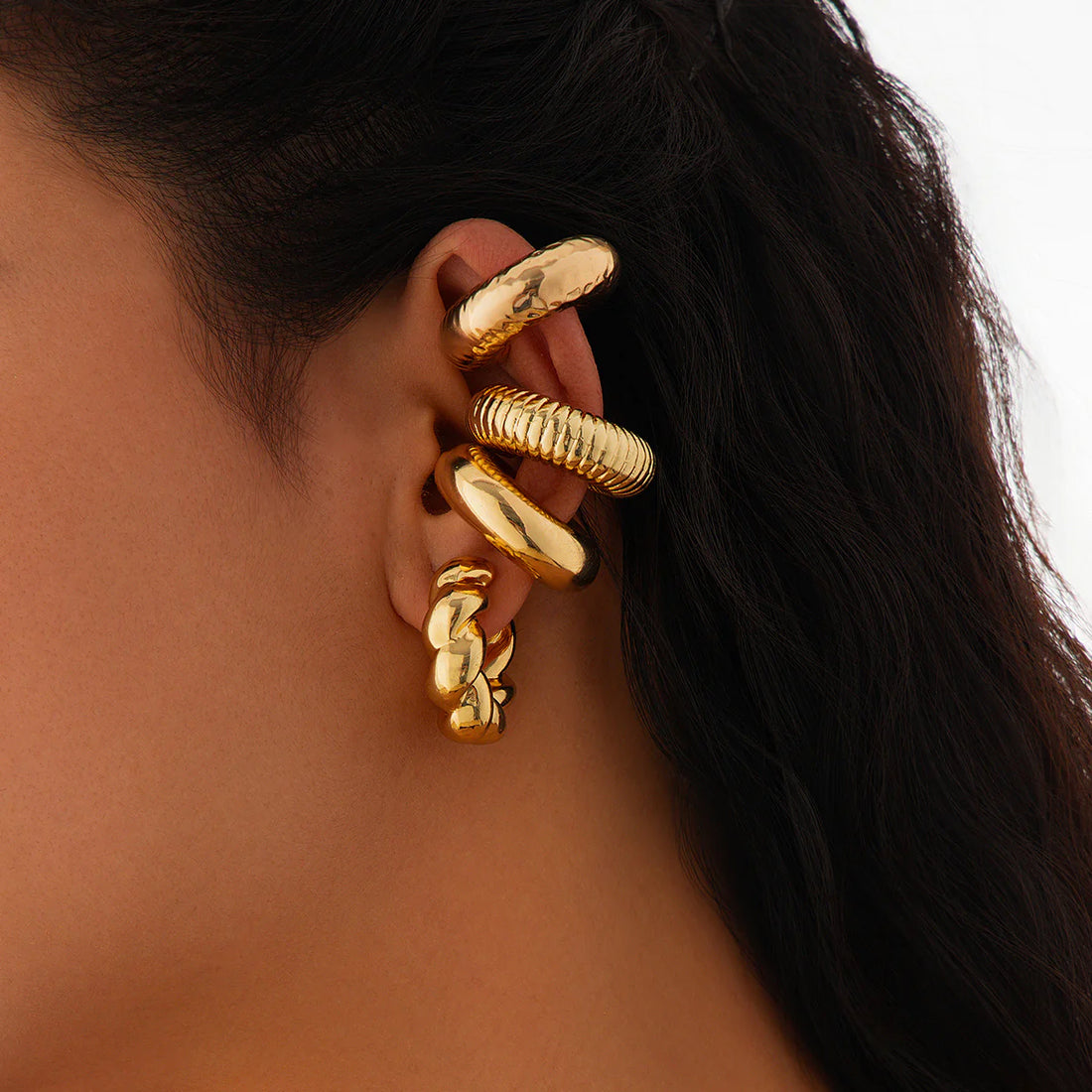Jacee Twisted C-Shape Ear Cuff Set