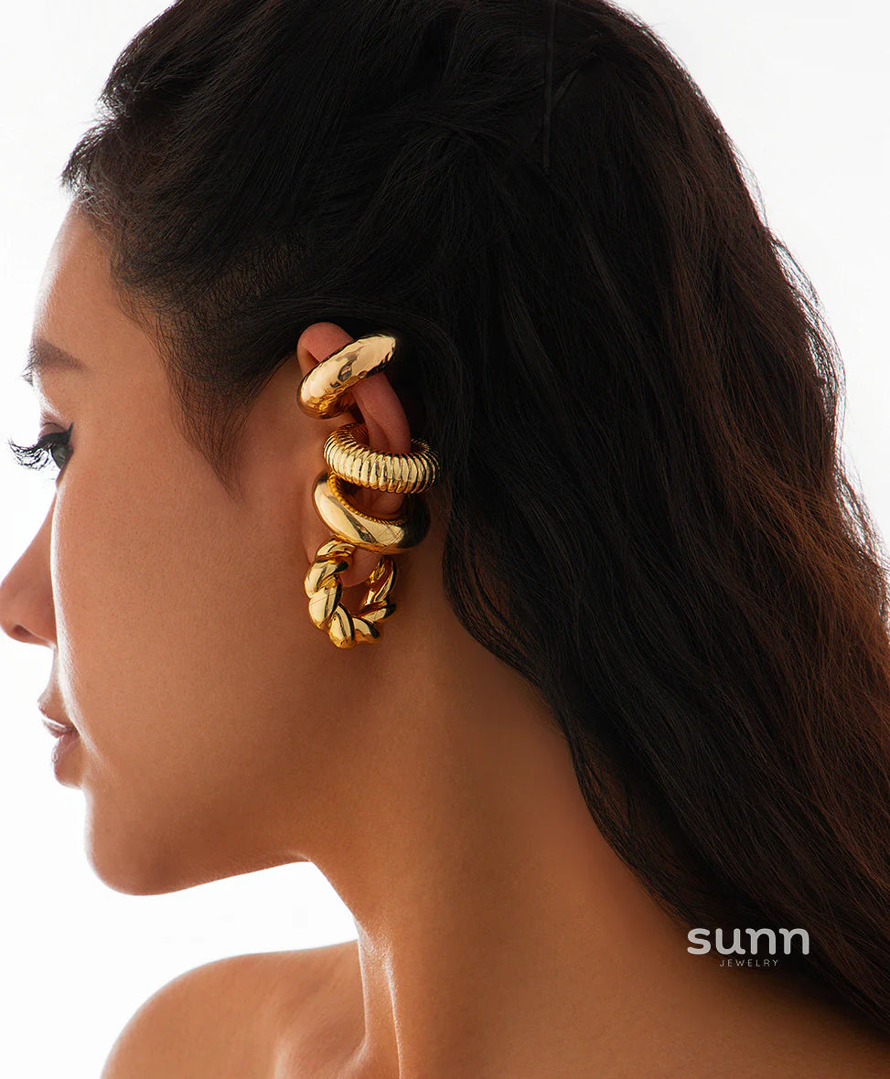 Jacee Twisted C-Shape Ear Cuff Set