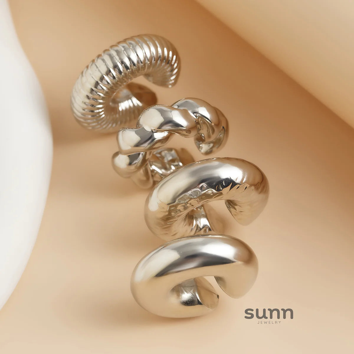 Jacee Twisted C-Shape Ear Cuff Set