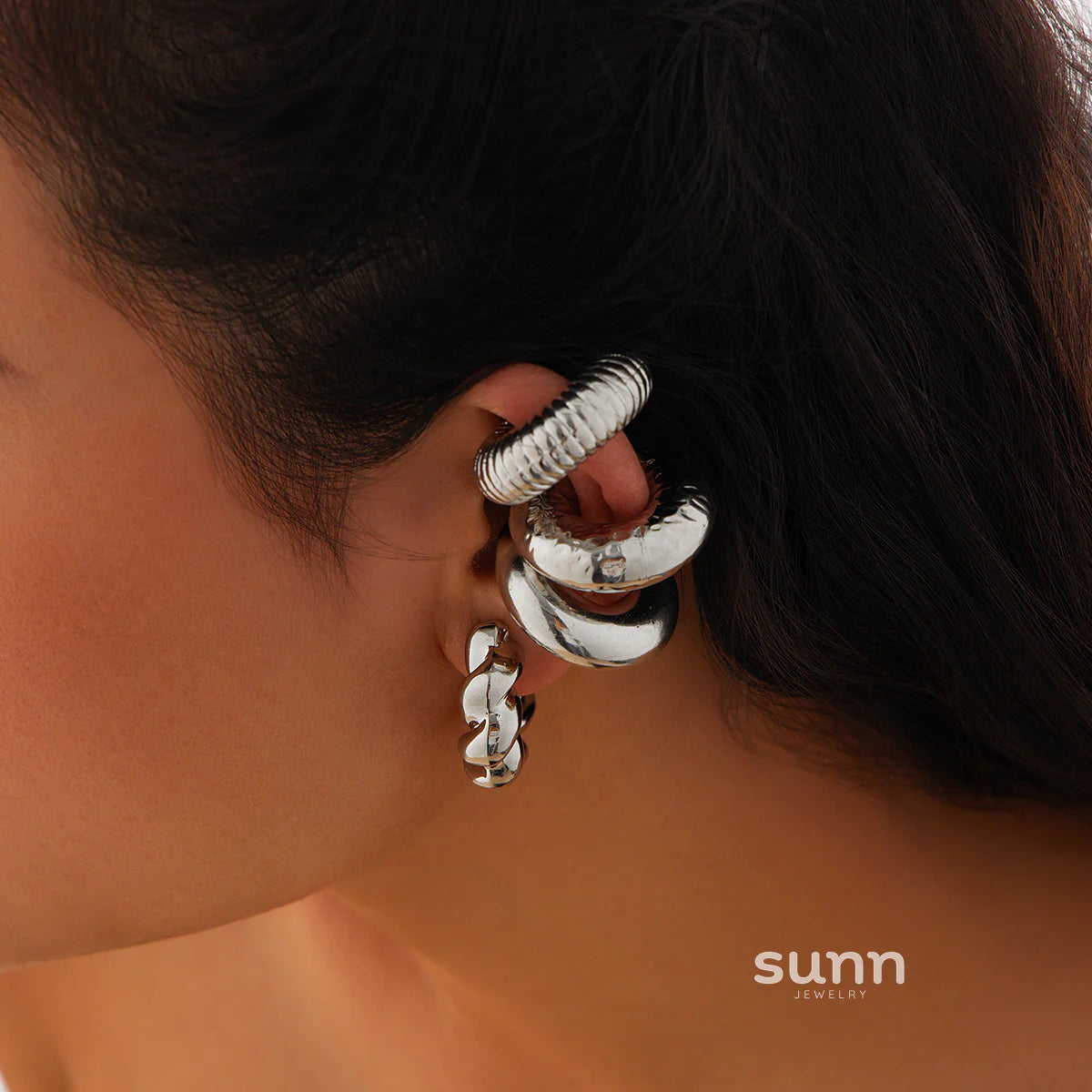 Jacee Twisted C-Shape Ear Cuff Set