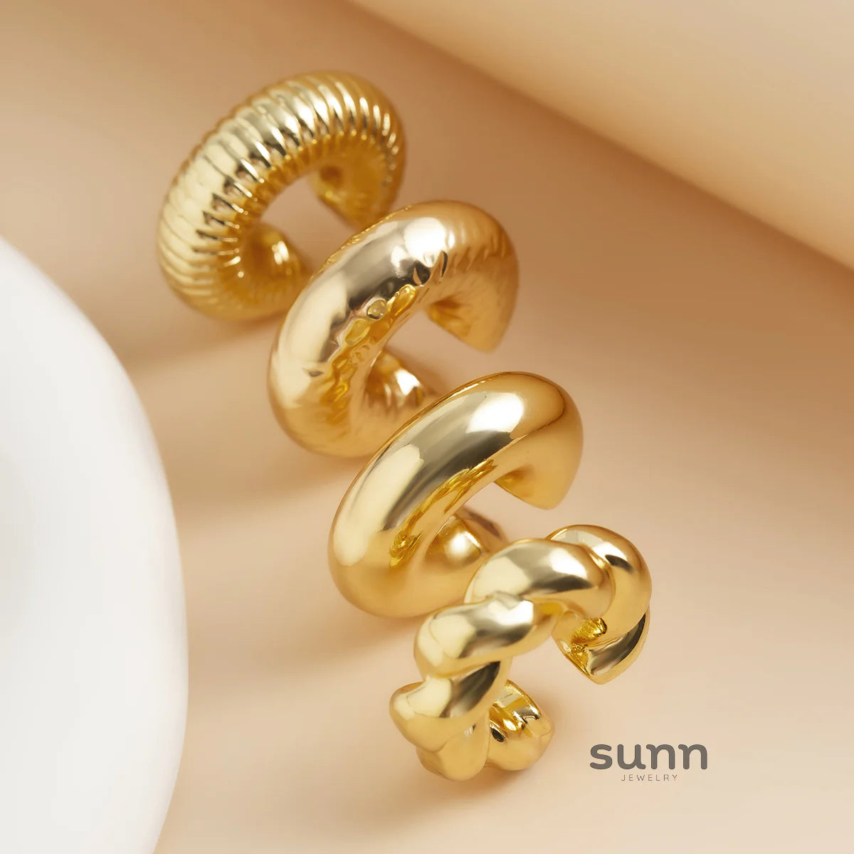 Jacee Twisted C-Shape Ear Cuff Set