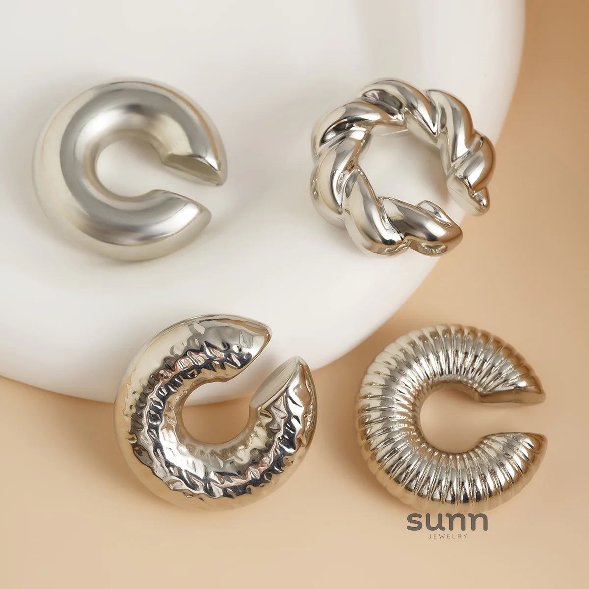 Jacee Twisted C-Shape Ear Cuff Set