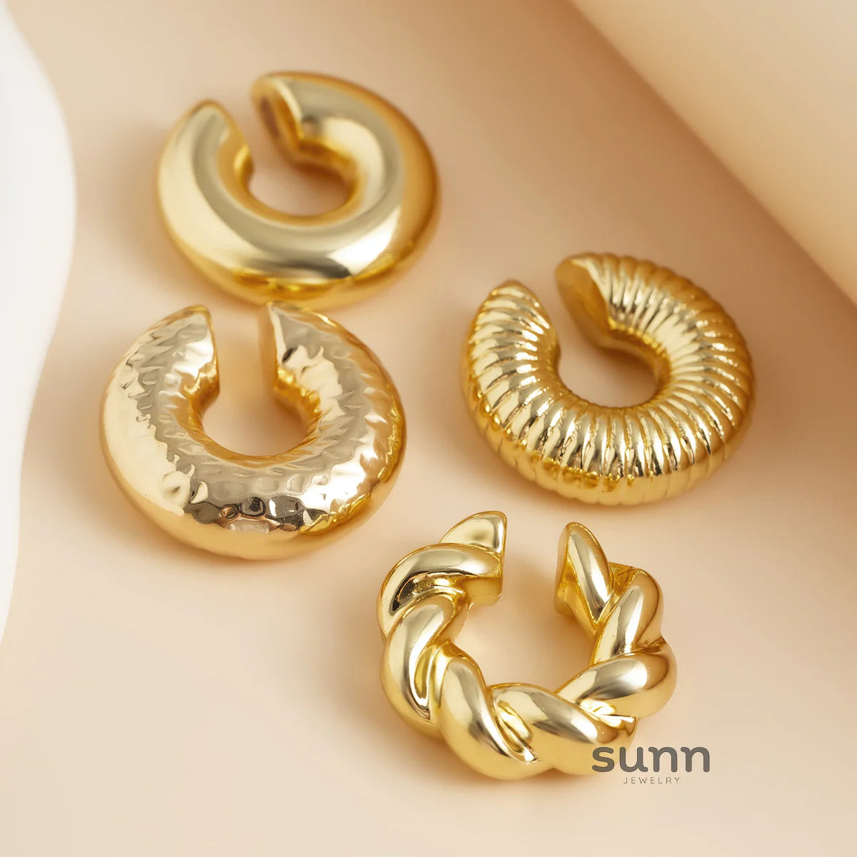 Jacee Twisted C-Shape Ear Cuff Set