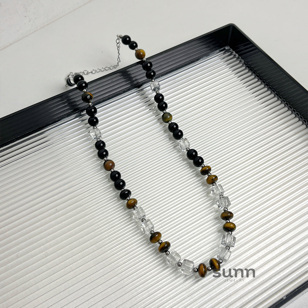 Jacelyn Tiger Eye Crystal Necklace [VJWP65WE]