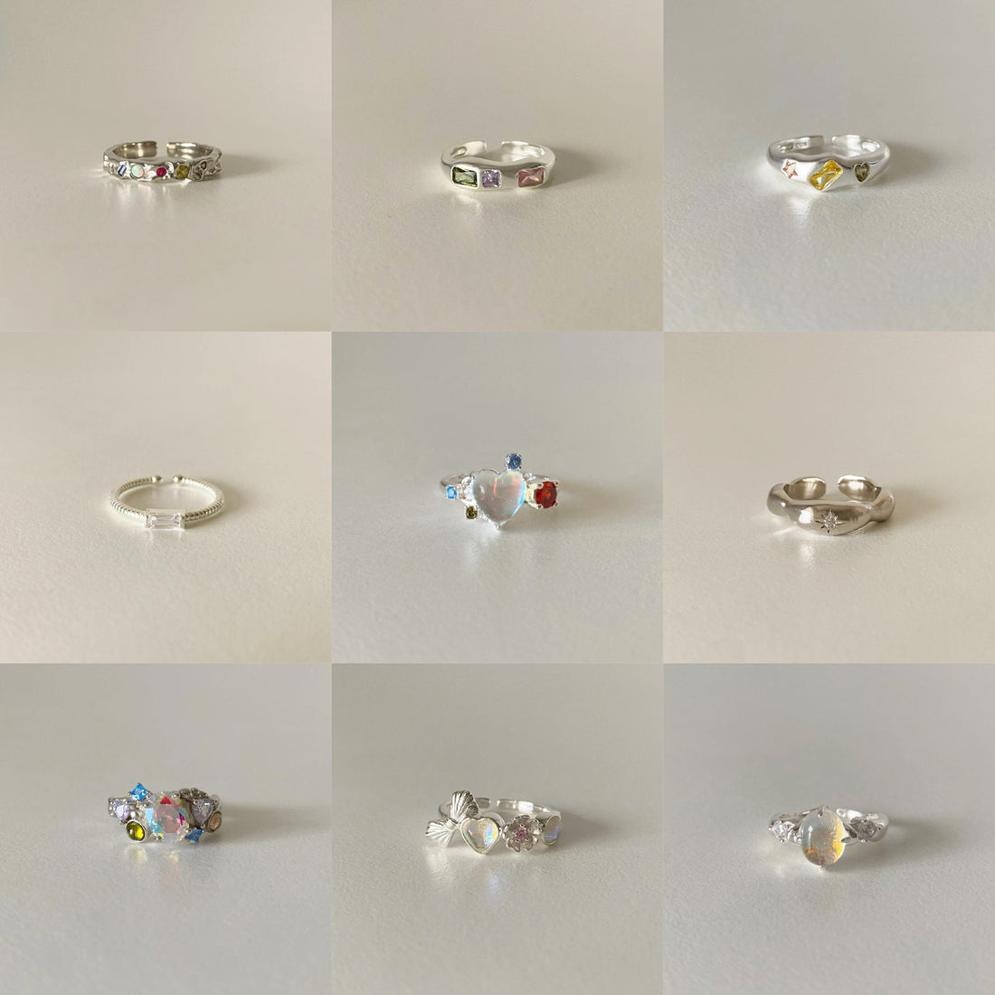 Jacklyn Dainty Silver Open Rings [NLQRYESA]