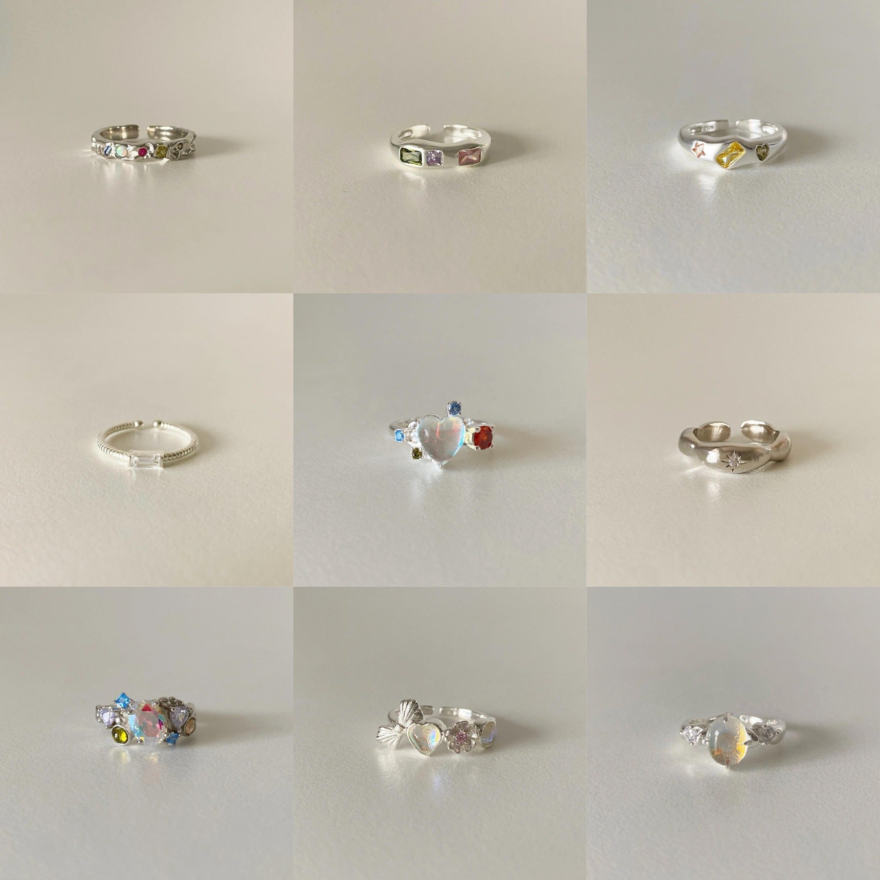 Jacklyn Dainty Silver Open Rings [NLQRYESA]