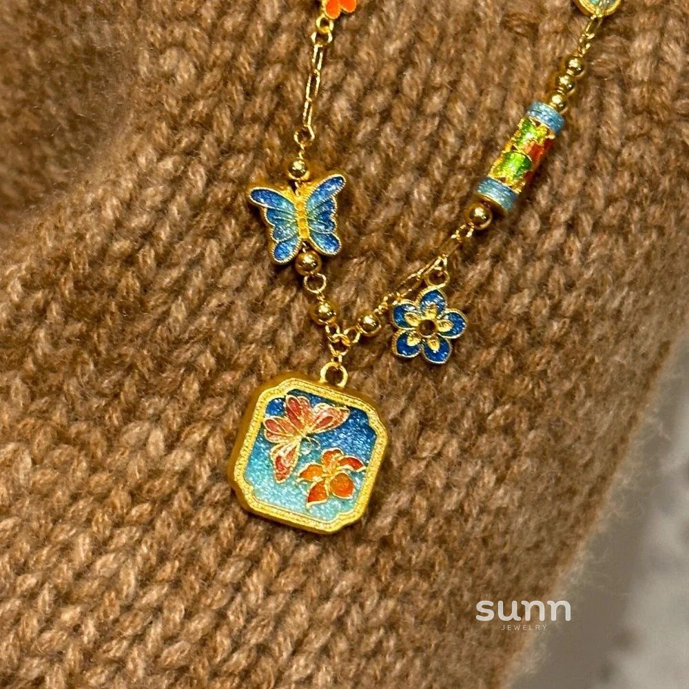 Jacklyn Enamel Butterfly Necklace