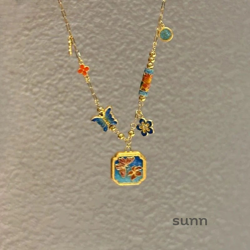 Jacklyn Enamel Butterfly Necklace