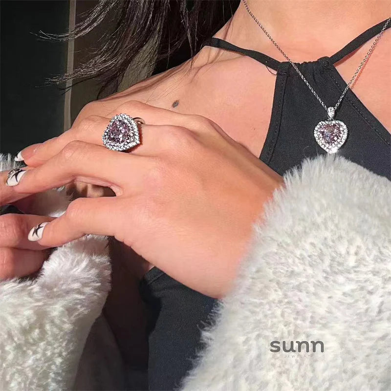 Jadalynn Pink Heart Zircon Set
