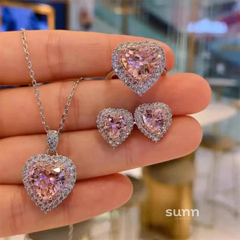Jadalynn Pink Heart Zircon Set