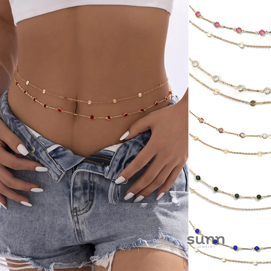Jade Layered Zircon Body Chain