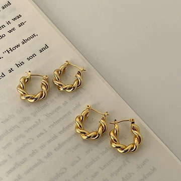Jaeda Twisted Metal Hoop Earrings