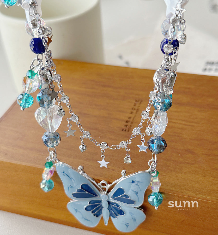 Jael Blue Beaded Butterfly Necklace [FVAKPDZ8]