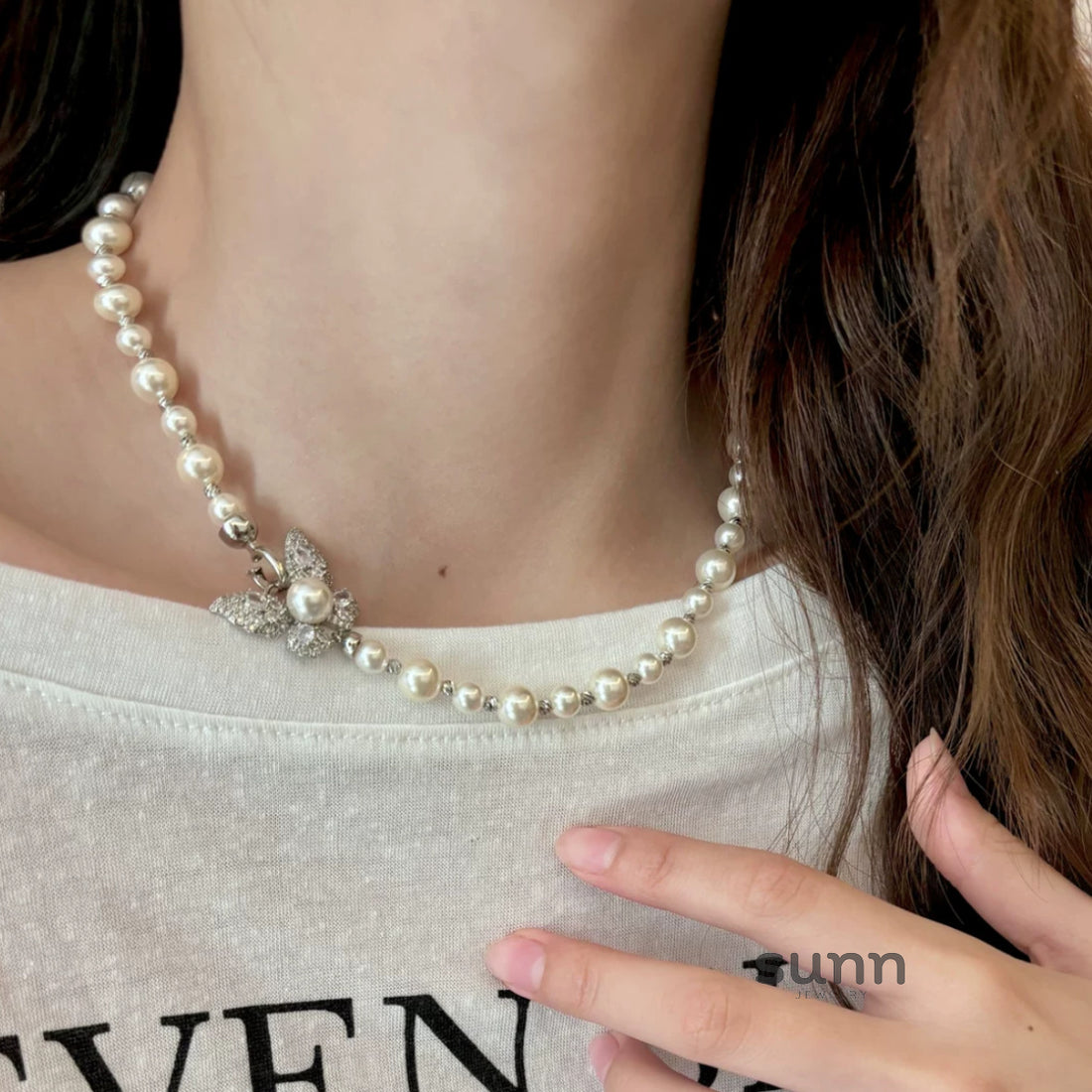 Jaela Butterfly Pearl Necklace [HLZXK00I]
