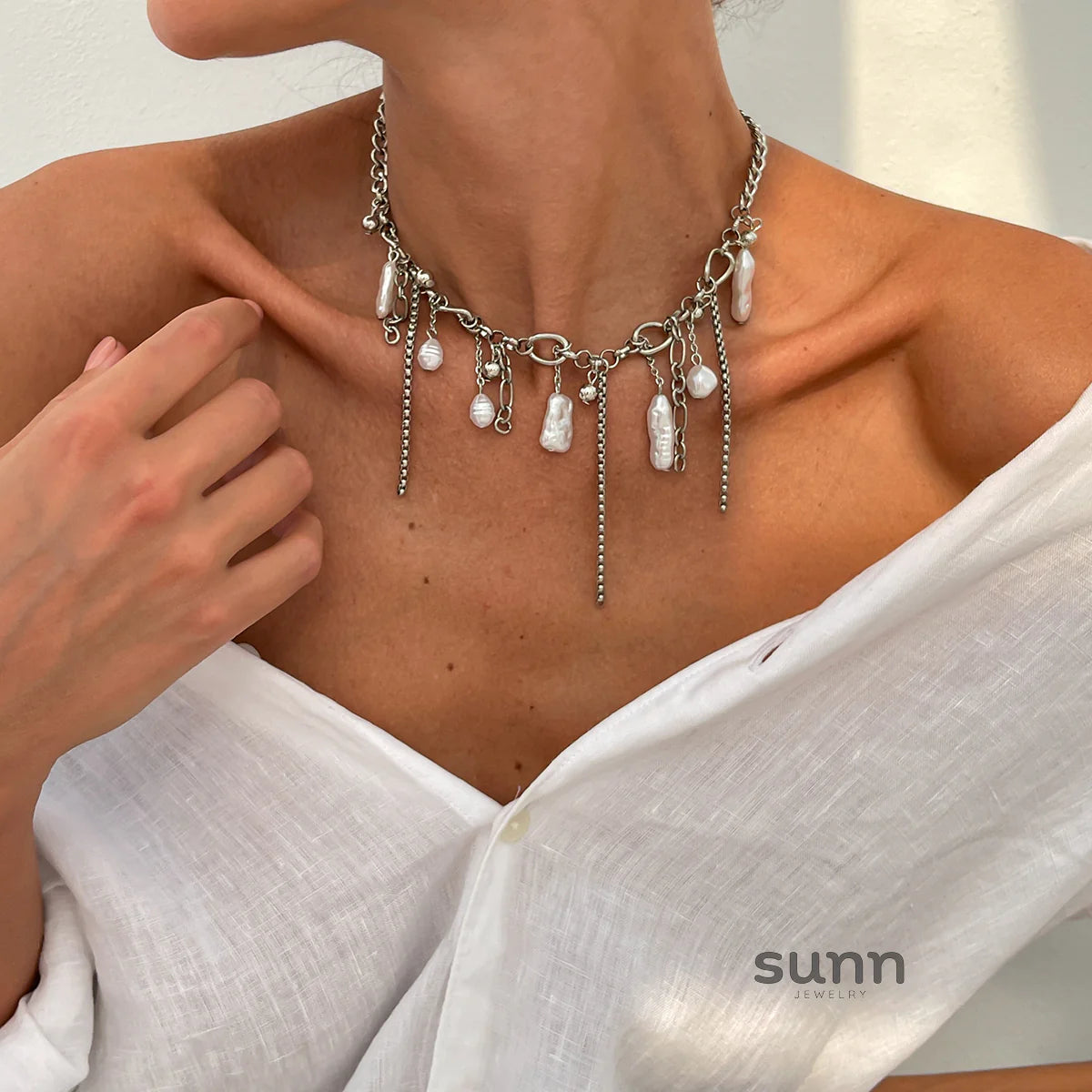 Jaide Layered Pearl Tassel Necklace