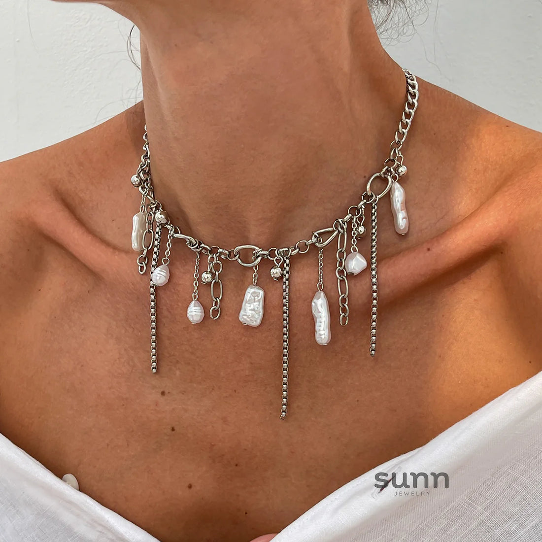 Jaide Layered Pearl Tassel Necklace