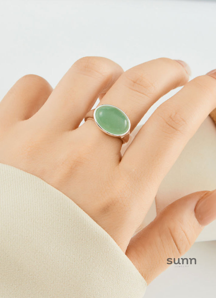 Jaiden Agate Aventurine Oval Ring [5MOTIKLR]