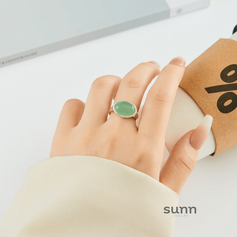 Jaiden Agate Aventurine Oval Ring [C2BULQA1]