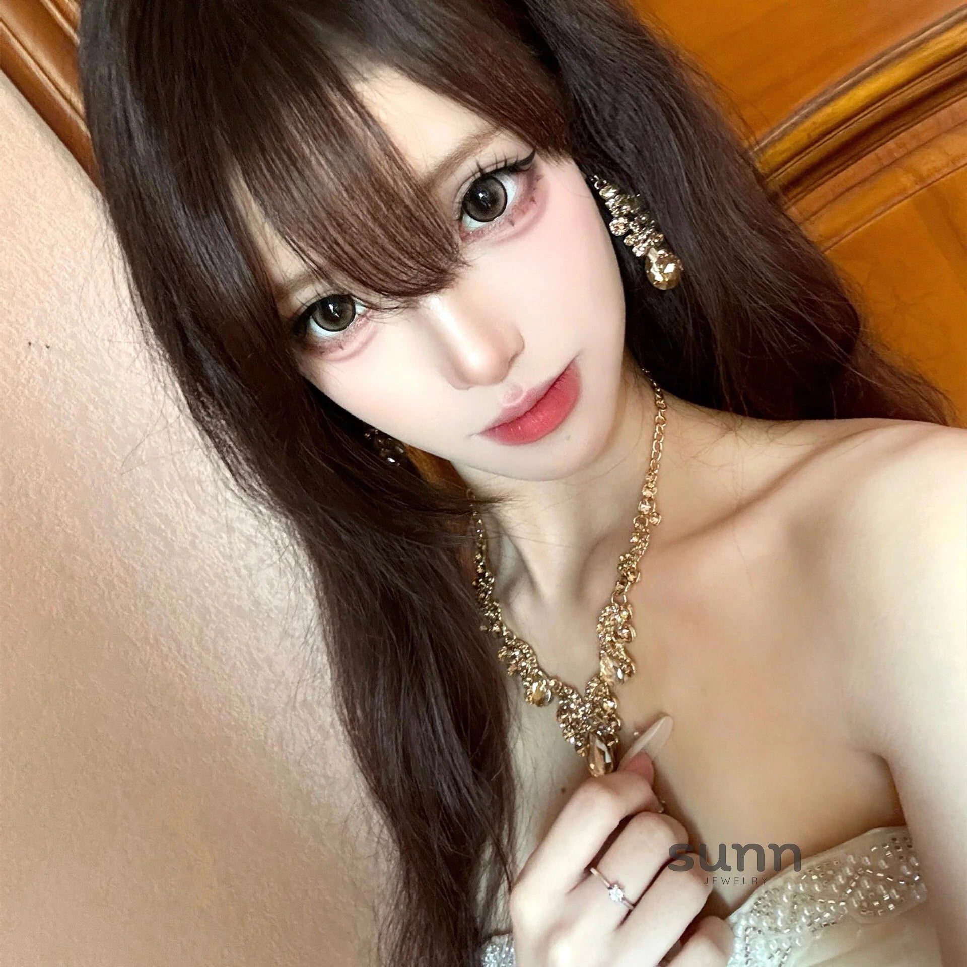 Jailene Floral Tassel Rhinestone Necklace