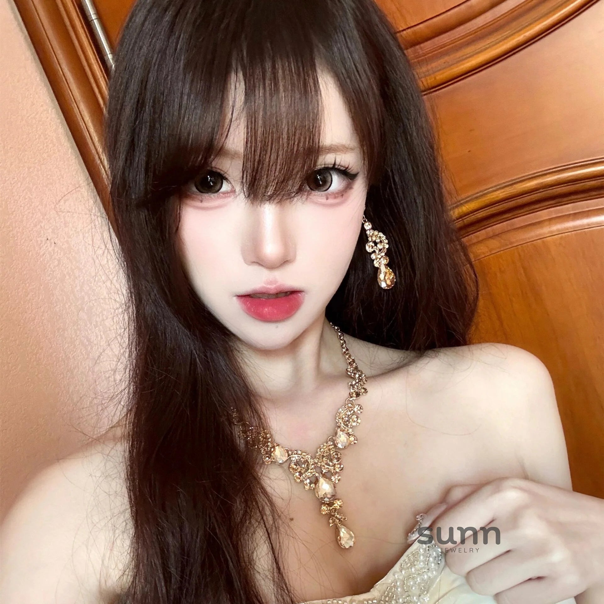 Jailene Floral Tassel Rhinestone Necklace