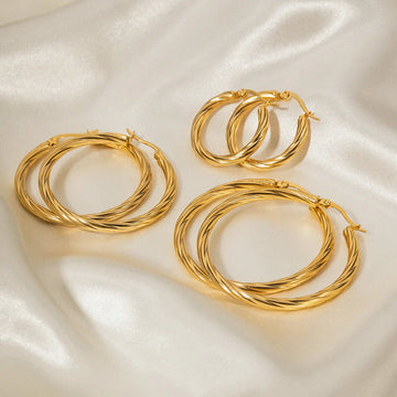 Jaleyah Cable Hoop Earrings