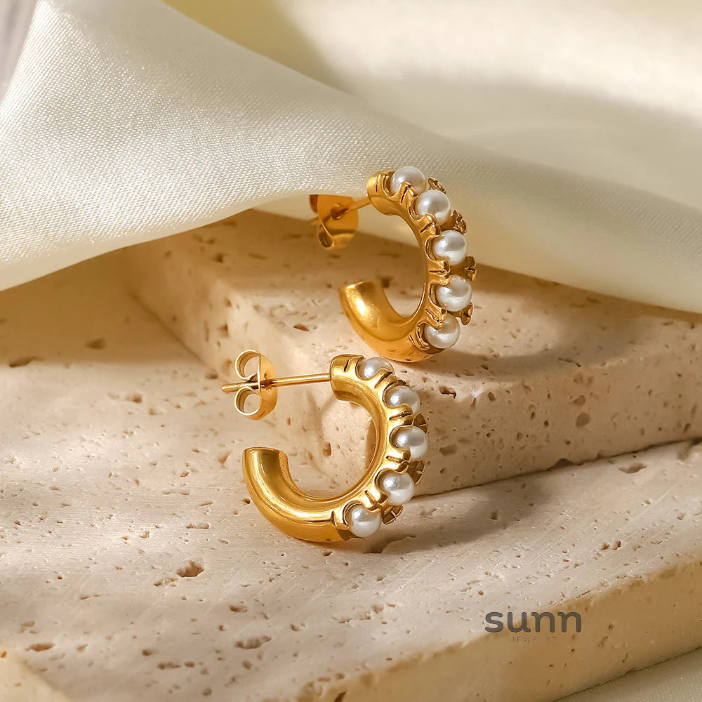 Jalia Pearl C-Hoop Earrings