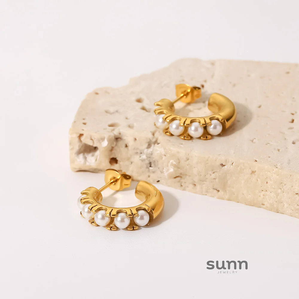 Jalia Pearl C-Hoop Earrings