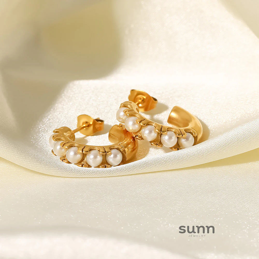 Jalia Pearl C-Hoop Earrings