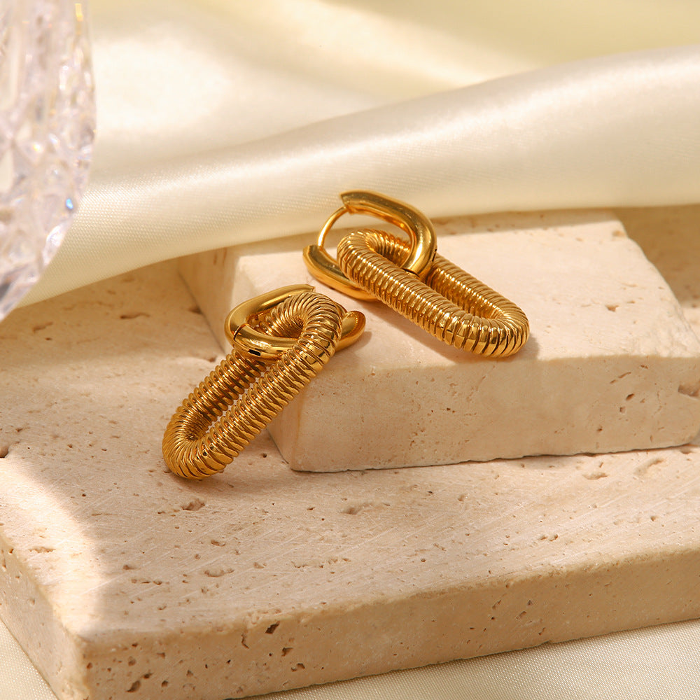 Jaliya Geometric Chain Earrings [M3XD0REP]