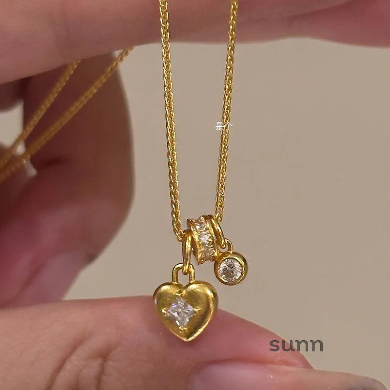 Jaliya Golden Starburst Heart Necklace