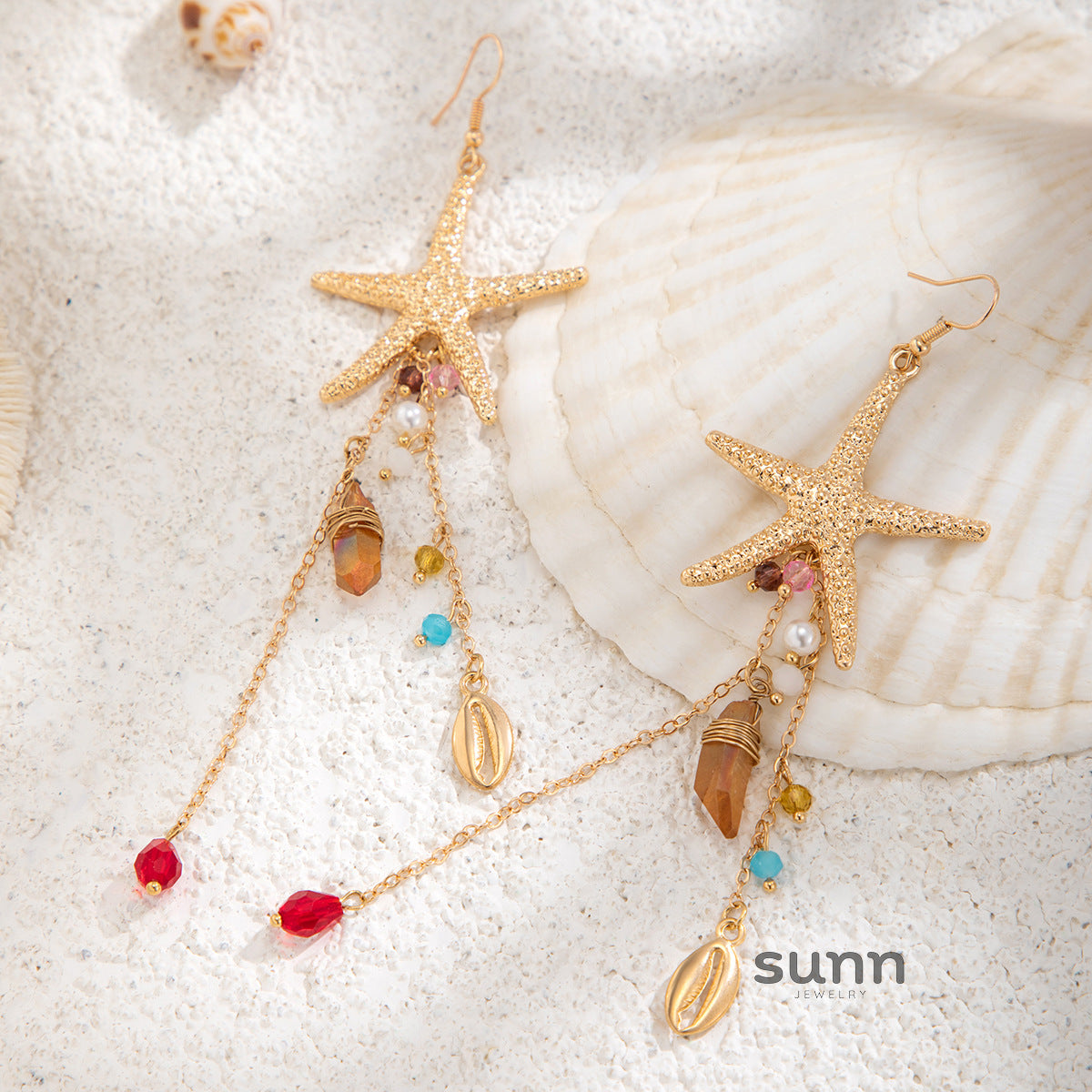 Jamilah Ocean Charm Tassel Earrings [FRA8YKRQ]
