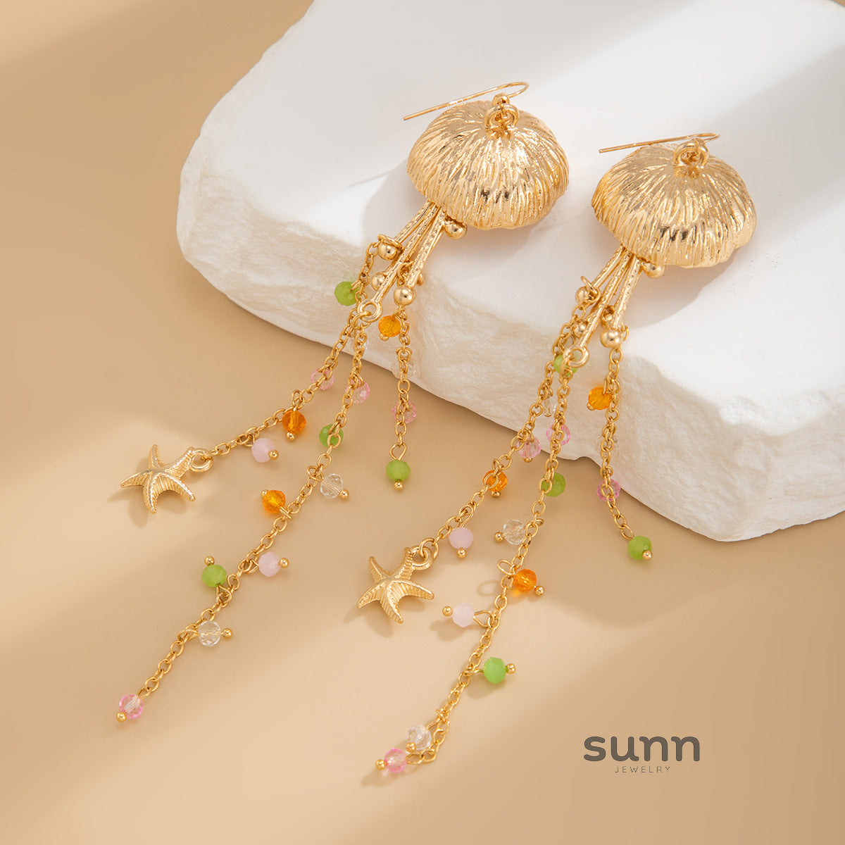 Jamilah Ocean Charm Tassel Earrings [WE3G9TT4]