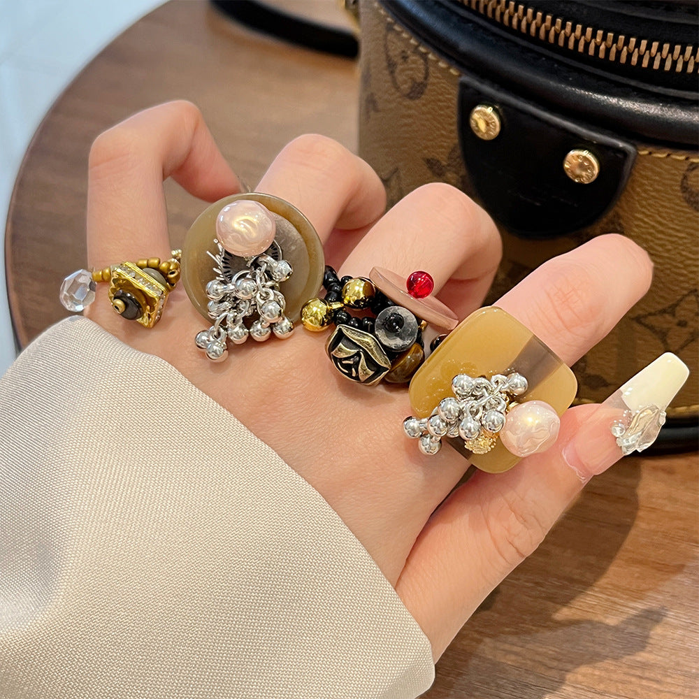 Jamileth Beaded Shell Ring [W2Q0ZPY0]