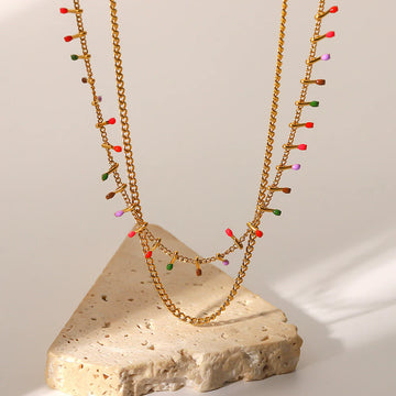 Janay Layered Enamel Tassel Necklace