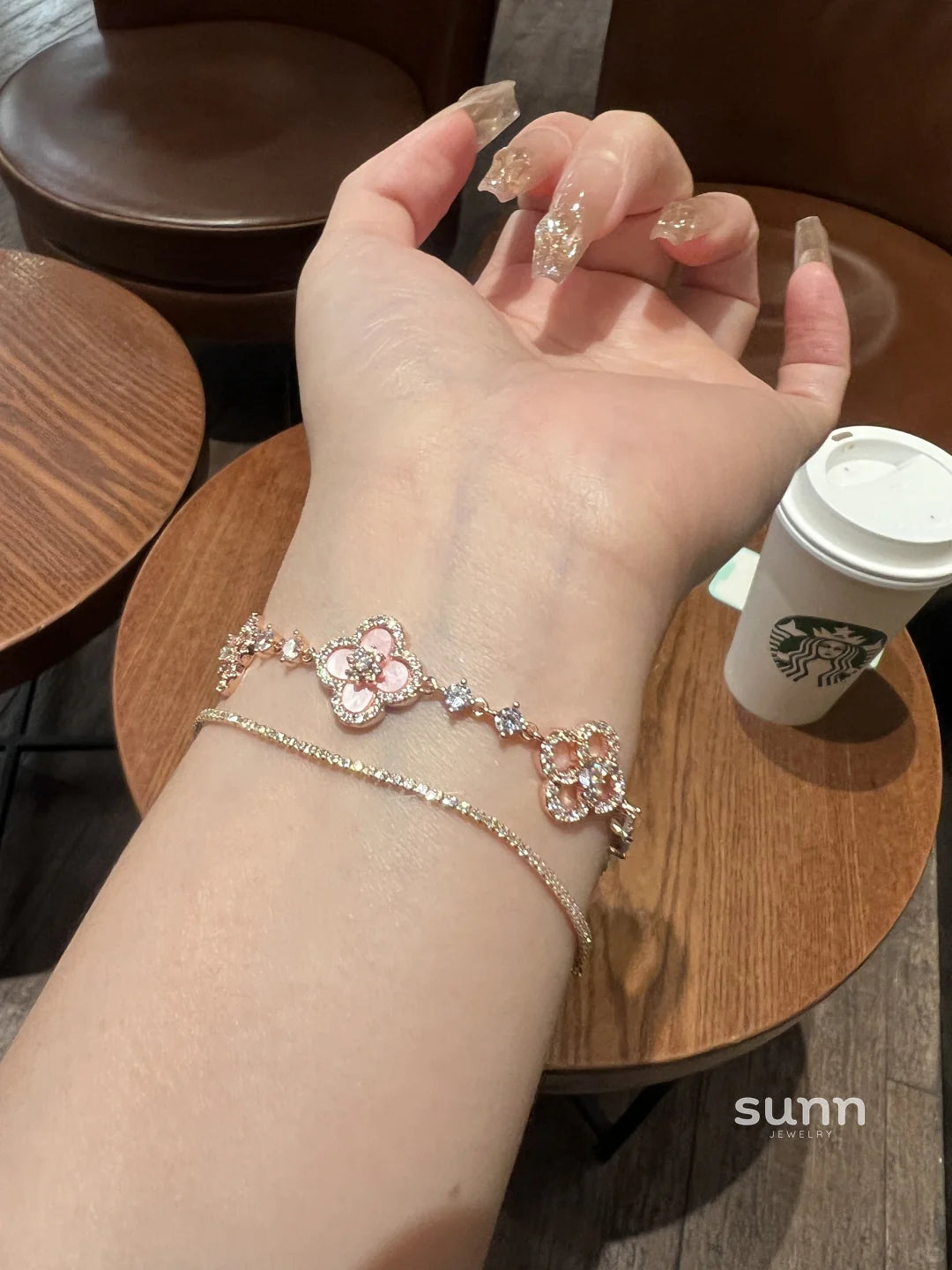 Janayah Pink Clover Bracelet