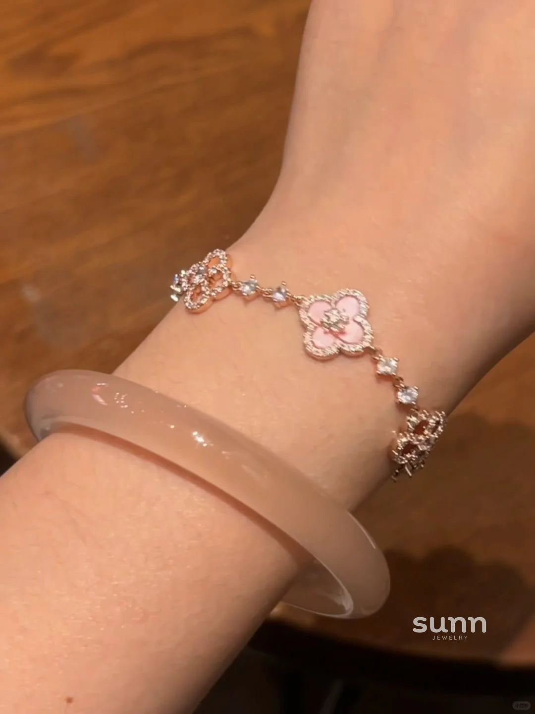 Janayah Pink Clover Bracelet