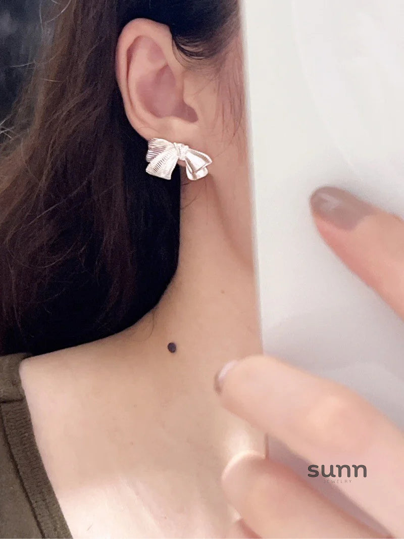 Janell Brushed Bowknot Stud Earrings