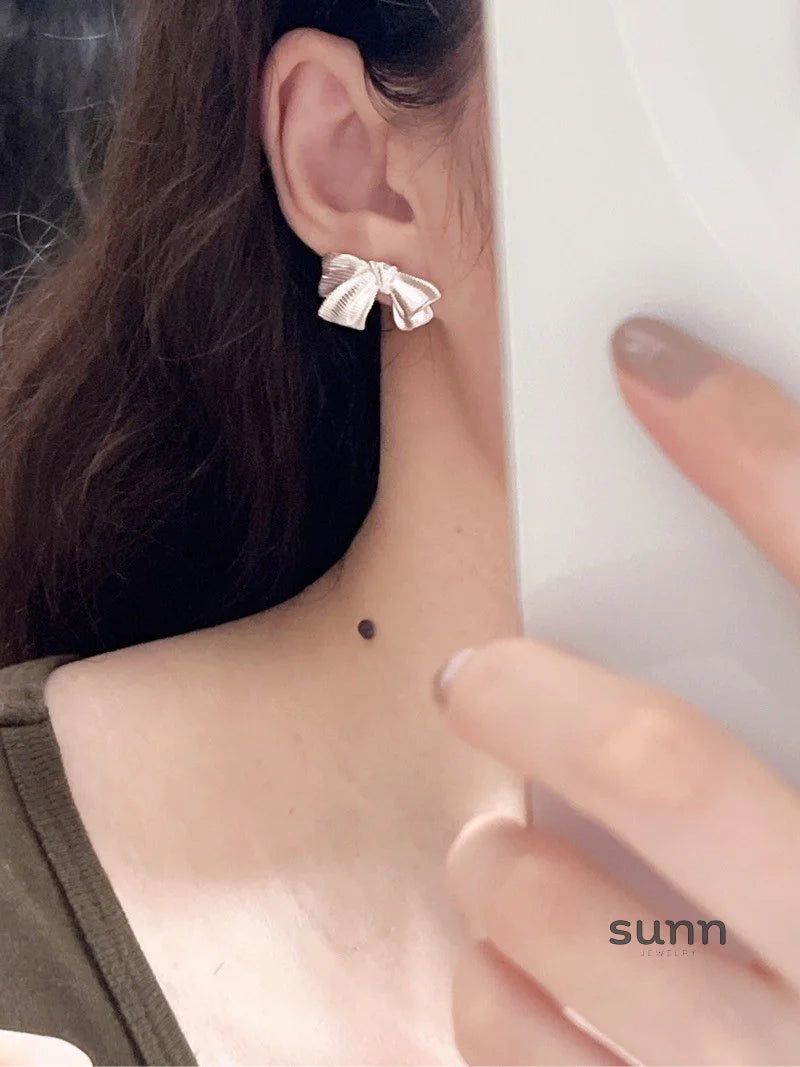 Janell Brushed Bowknot Stud Earrings