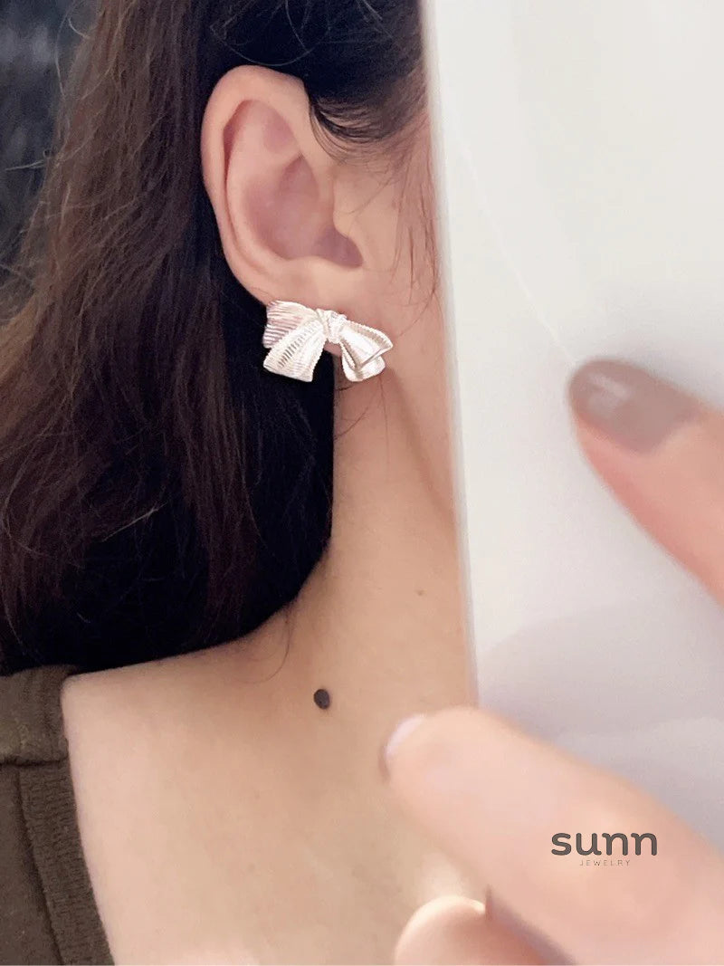 Janell Brushed Bowknot Stud Earrings