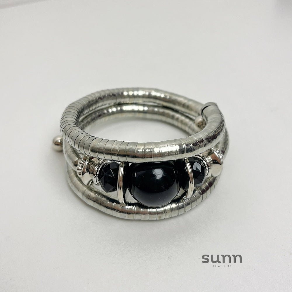 Janelly Black Crystal Stack Bracelet