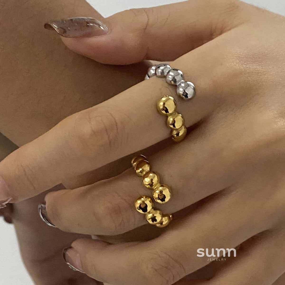 Janelly Dainty Pearl Stacking Rings [4HKYWB8R]
