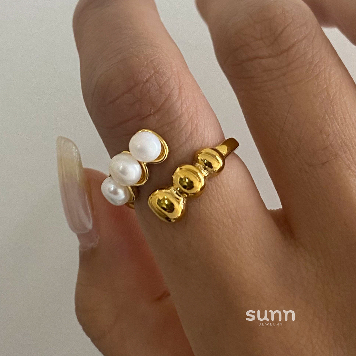 Janelly Dainty Pearl Stacking Rings [T5L7A4S3]