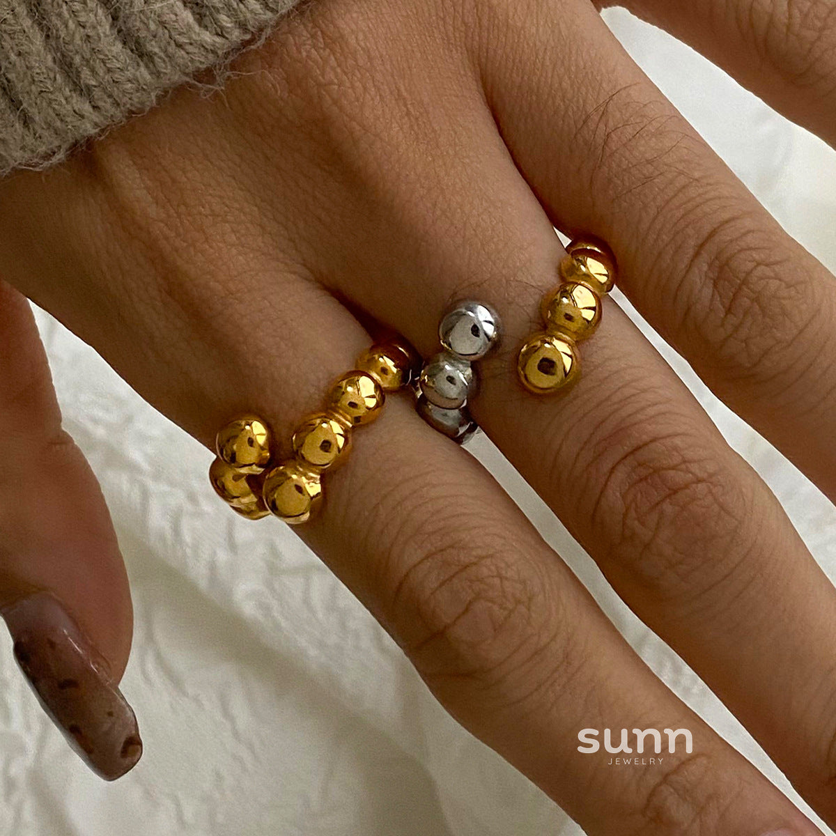 Janelly Dainty Pearl Stacking Rings [H2NGWBRQ]
