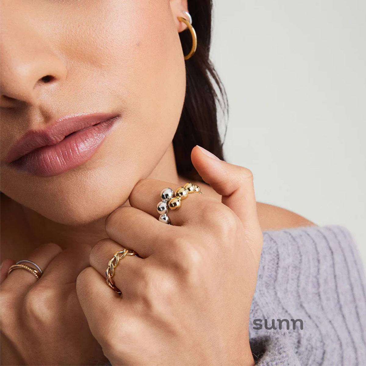 Janelly Dainty Pearl Stacking Rings [U3SV0EAP]