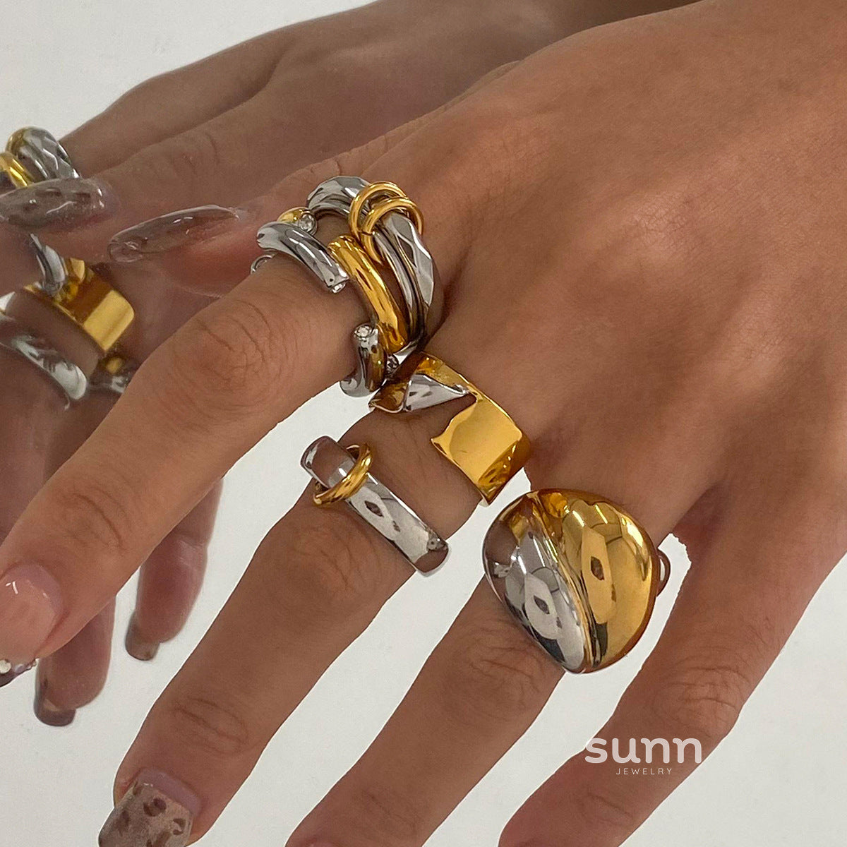Janely Chunky Colorblock Rings [TNBNLL2J]
