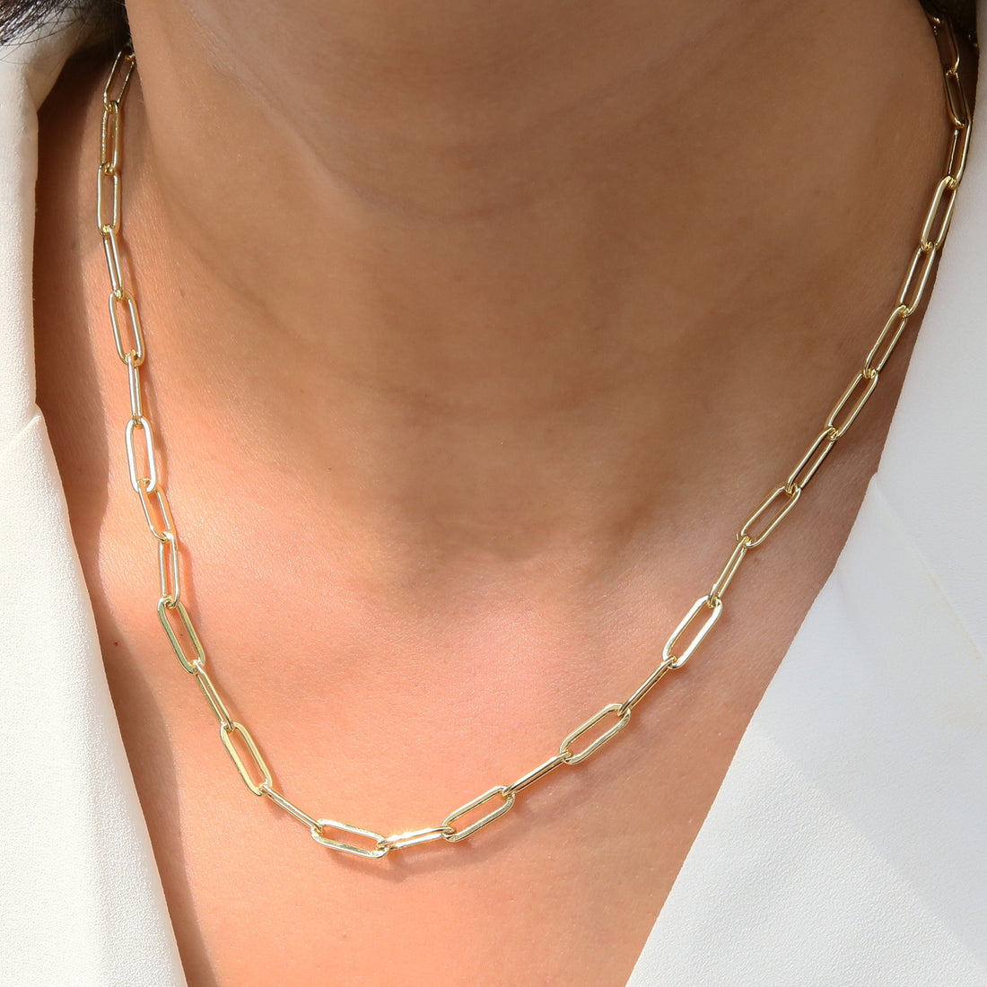 Janessa Gold Paperclip Necklace [OHCS73RG]
