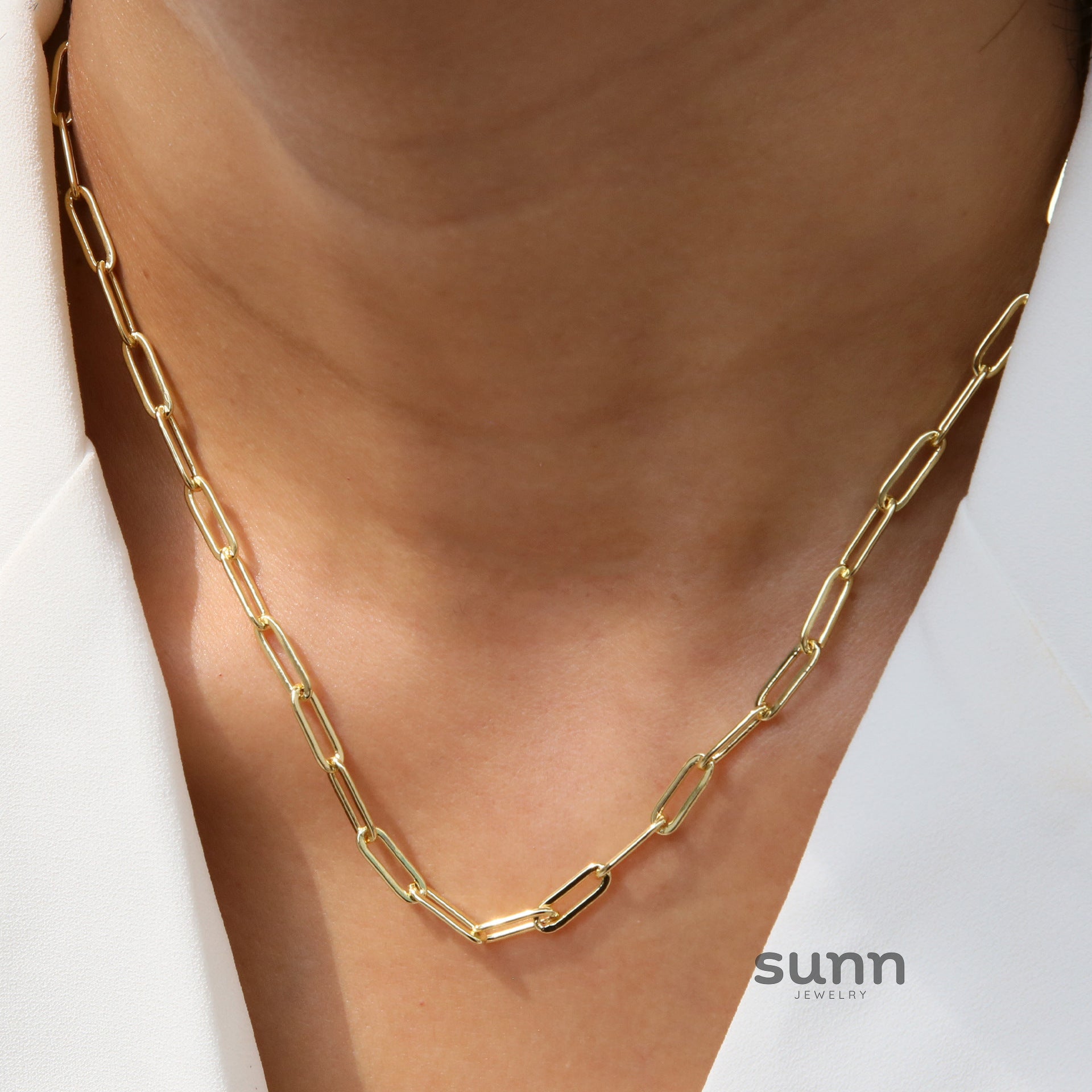 Janessa Gold Paperclip Necklace [P6030I33]