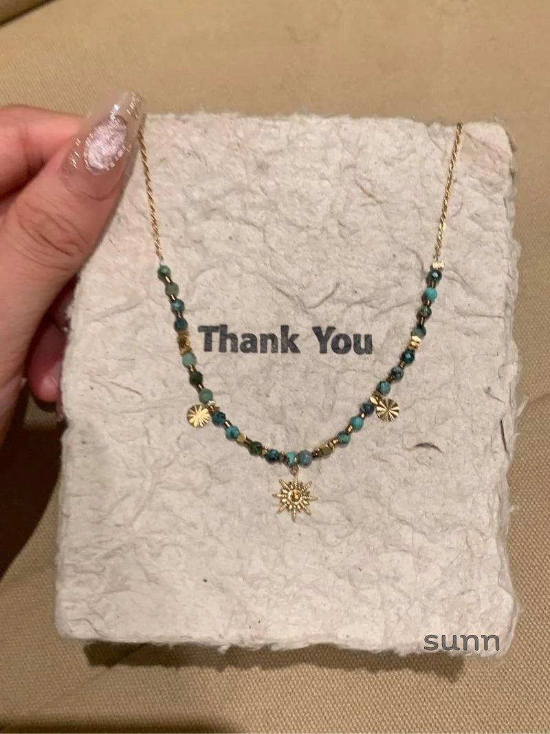 Janessa Vintage Sunflower Pendant Necklace