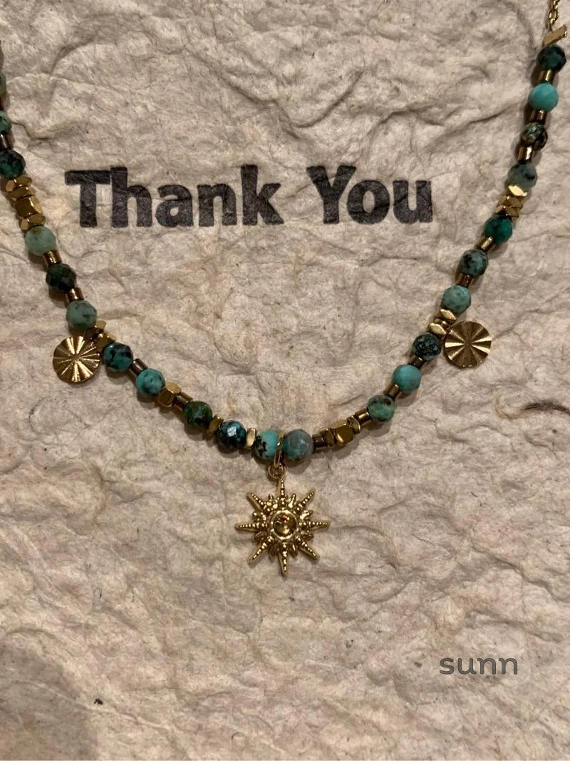 Janessa Vintage Sunflower Pendant Necklace